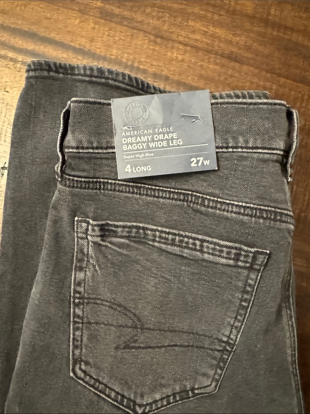 American Eagle Outfitters Dreamy Drape Baggy Wide Leg Jeans - Charcoal Gray